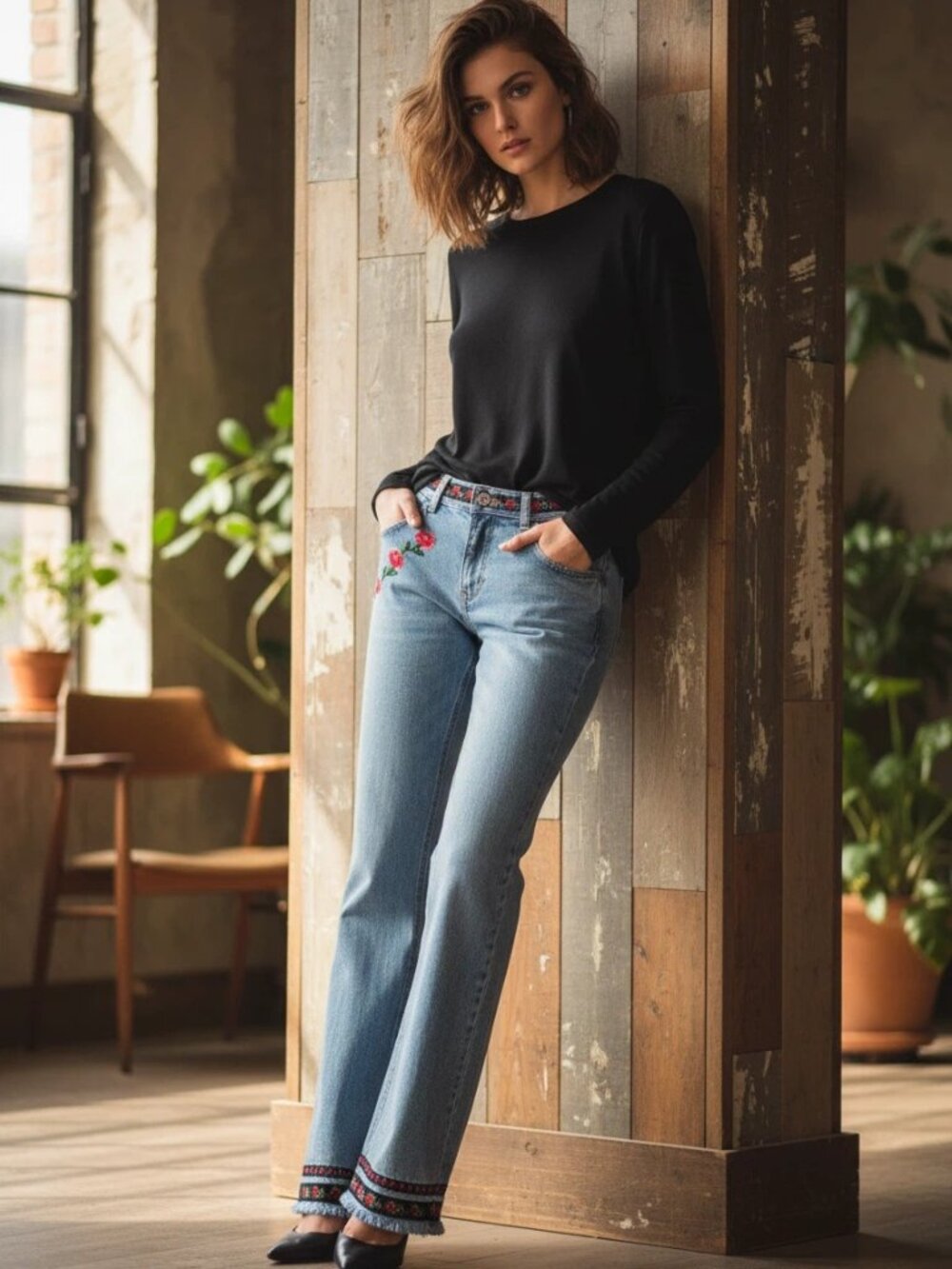 VTG No Boundaries Embellished Flare Jeans Size 7 NWT